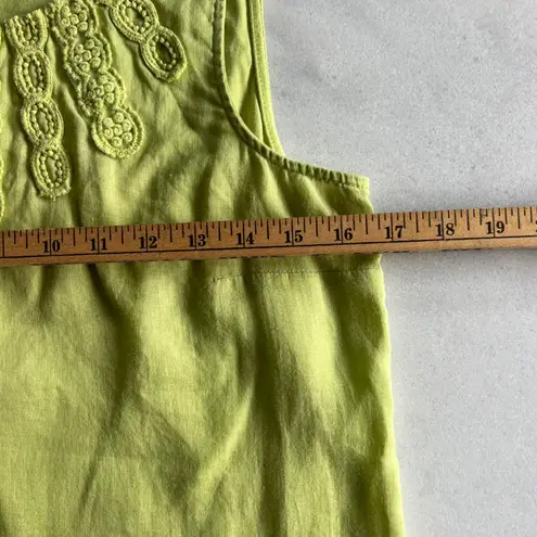 Coldwater Creek XS Sleeveless Top Green Crochet Neckline Casual Tank