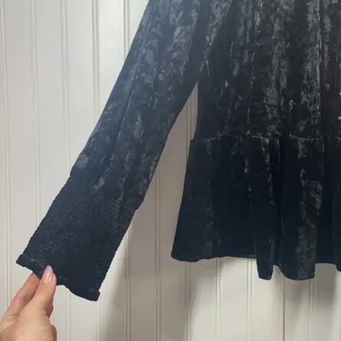 William Rast Womens Velvet Ramsey Choker Ruffled Neckline Peasant Top Size Large