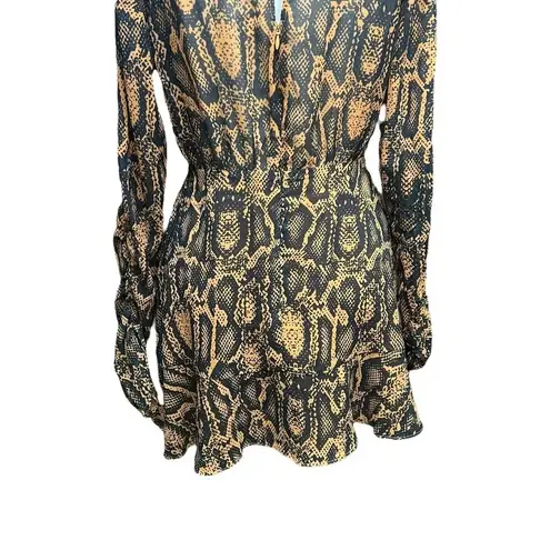 Finders Keepers Lana Snakeskin-Print Mini Dress Brown Black Size US 4