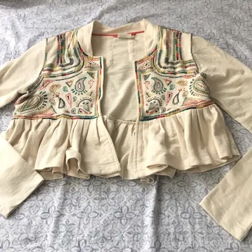 Anthropologie  Lilka Embroidered Peplum Blazer