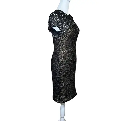 L'Agence L’Agence Barneys NY Dress Size 4 Black Gold Metallic Lace Cocktail Party Glam