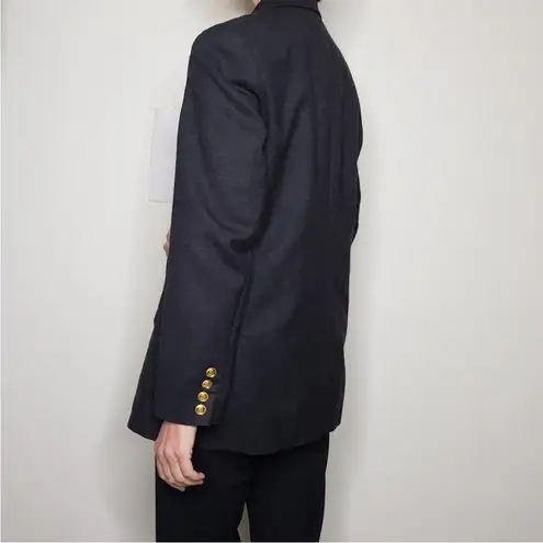 Vintage Blazer Talbots Size 10 Gray Wool Gold Buttons Equestrian Academia Long