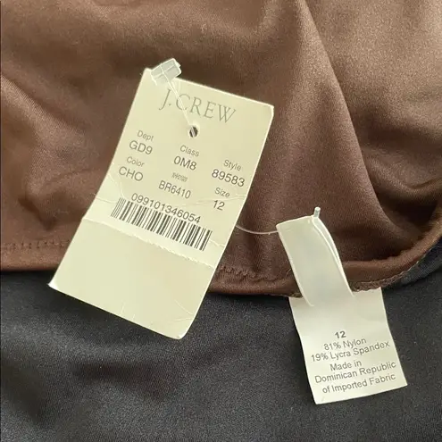 J.Crew  Halter Tie Neck Crossover Scoop Back Swimsuit in Dark Brown Size 12 NWT