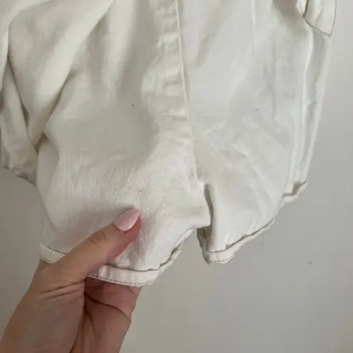 Sincerely Jules 100% Cotton White Romper Skort Dress Smocked Back Tie Waist Sz M