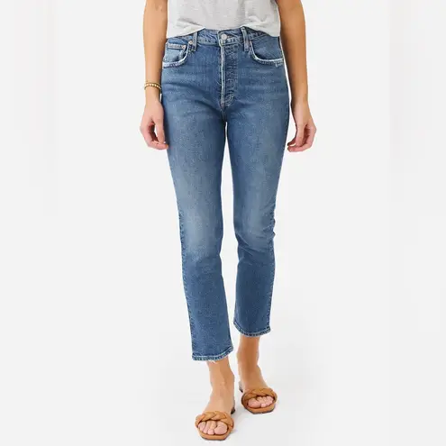 AGOLDE  Women's Riley High Rise Straight Jeans in Blue Silence, size 30