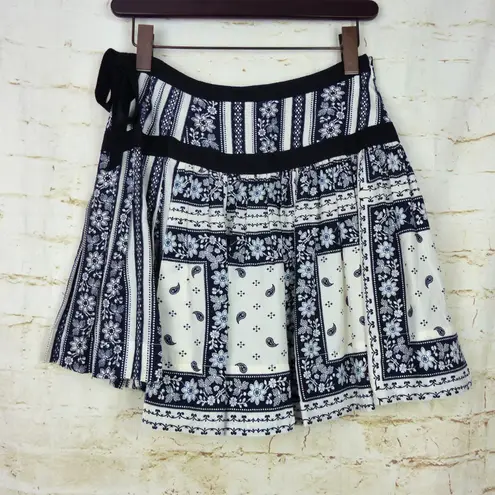 Cinq à Sept Cinq a Sept Skirt Women 2 Ivory Navy Amory Bandana Floral Pleated Silk Ties FLAW