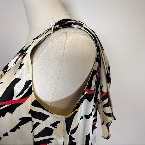 Vintage Oleg Cassini 100% Silk One Shoulder Abstract Column Dress Women’s Size 6 Black