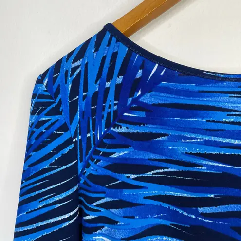 Clara Sunwoo Sun Woo Navy Blue Tropical Kerchief Angle Hem Tunic Top Travel M Size M