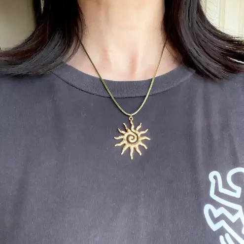Handmade stainless steel sun boho retro vintage style necklace☀️