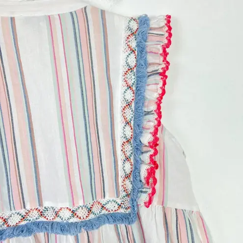 Ella Moss Natalia Ruffle Baby Doll Top Sleeveless Fringe Size Large L EUC L2191