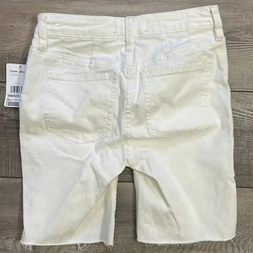 Free People  Avery Bermuda White Denim Shorts