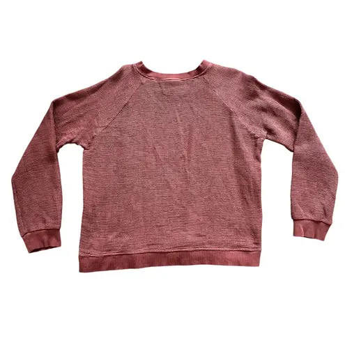 Parachute Waffle Lounge Crewneck Top Women's Blouse Top Shirt Clay Red Brown Size L