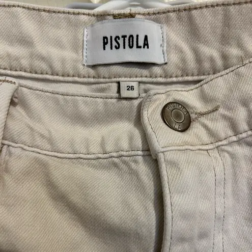 Pistola antique white long denim jean gardening shorts frayed hem sz 26