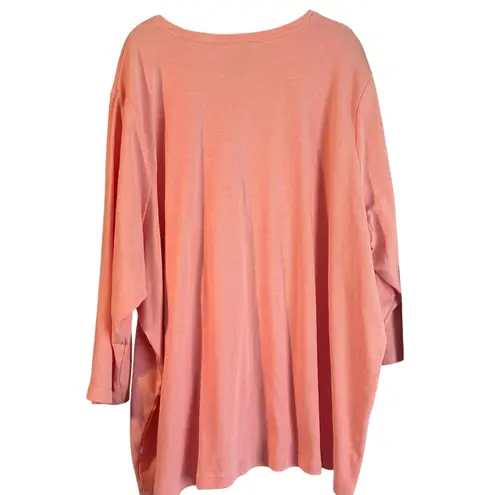 kim rogers Perfectly Soft Top Tunic 4X Peach 3/4 Sleeve Crew Neck Minimalist