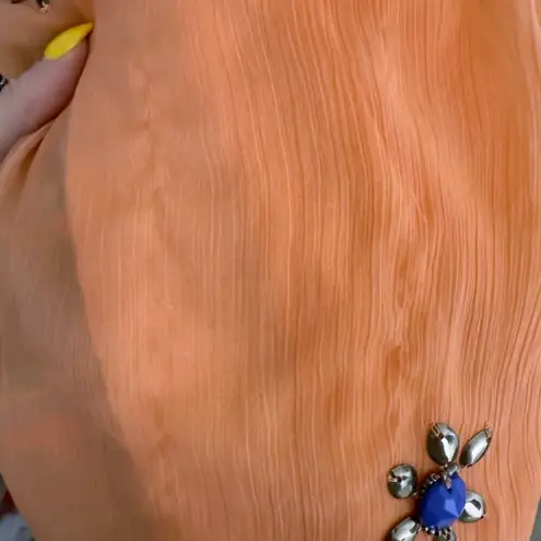 Boston Proper NWOT Embellished Beaded Swing Dress Sleeveless Orange Size XS NEW