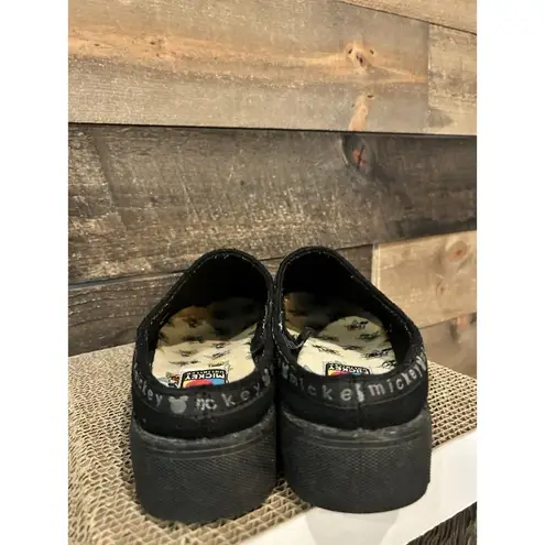VTG 90's Y2K Mickey Unlimited Clogs Disney Slides Mules Shoes Embroidered Sz 10 Black