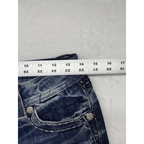 Miss Me  Jeans Womens Size 27 boot cut blue Denim‎ zippered rhinestone Pockets