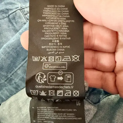 G-Star RAW Millery Denim Shirt Dress L NWT V-Neck Long Sleeve