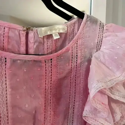 Love Shack Fancy 281  Natasha Short Sleeve Eyelet Mini Dress Size XS Color Pink