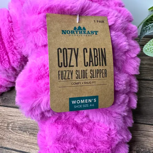 Northeast Outfitters Cozy Cabin Fuzzy Slide Slipper Women's NWT Size 4-6 (Pink)