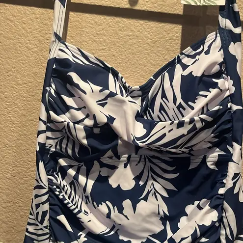 New Eomenie Women’s Blue Tropical Floral Tankini To Size Large NWT