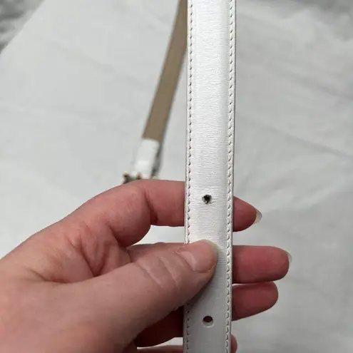 Salvatore Ferragamo White Leather Belt Gold Hardware Size 70