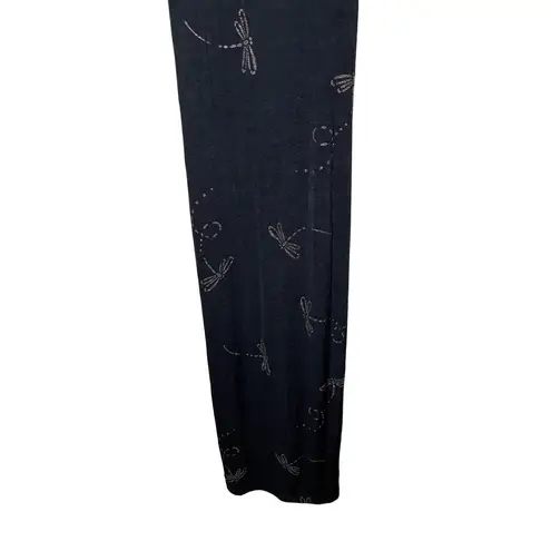 Joule Womens Medium Black Dragonfly Dress Spaghetti Straps Vintage 90s