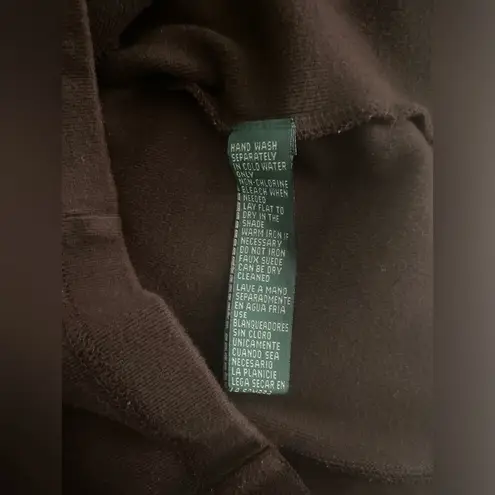 Lauren Ralph Lauren Womens Faux Suede Jacket Size Large Full Zip Equestrian Brown