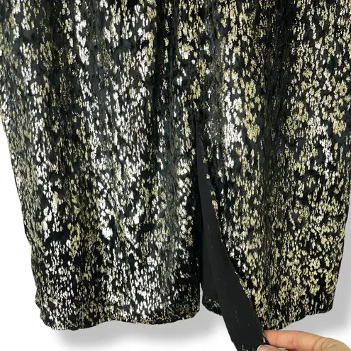 Elie Tahari 🆕 Metallic Burnout Velvet Long Sleeve Midi-Dress