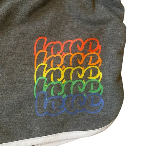 Lit 26 "Love" gray elastic drawstring shorts women's XL athletic leisure lounge