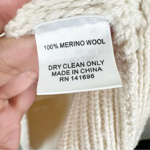 Ramy Brook Sweater Womens XS Cream Merino Wool Mock Neck Chunky Cable Knit