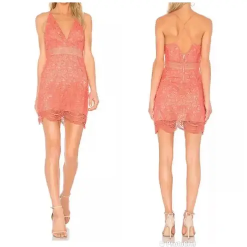 Stylestalker Coral Crochet Lace Mini Dress Spaghetti Strap Amelie Sz Medium New