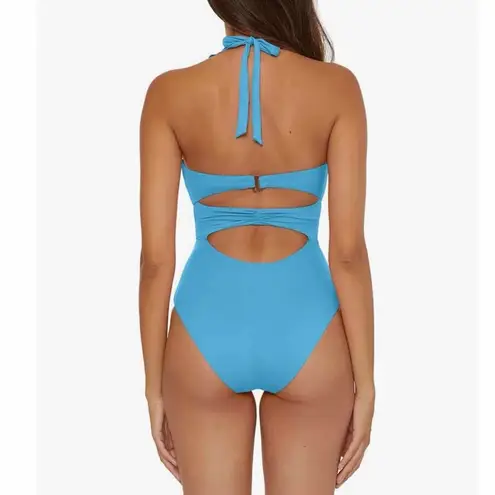 Soluna Swim Standard Buckle Up One Piece Bandeau Swimsuit Large Blue