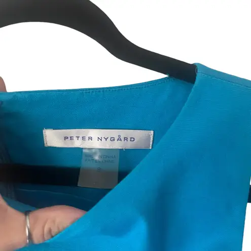 Peter Nygard Women's Size 8 Blue Sheath Blue Belted Career Knee Dress