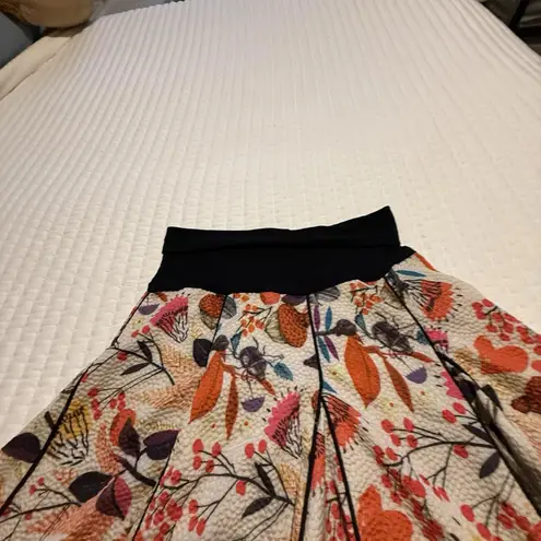 Women’s Eva Franco Bird Flower Print A Line Swing Skirt Multi Color Size 6
