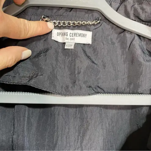 Opening Ceremony Ruffle Collar Black Longline Rain Coat XS