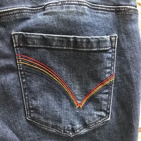 Democracy Ab Solution Straight Leg Jeans Dark Wash raw hem Rainbow thread 6