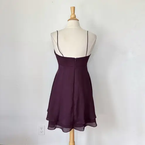 Faviana Vintage 90s Dark Purple Metallic Babydoll Sleeveless Cocktail Dress