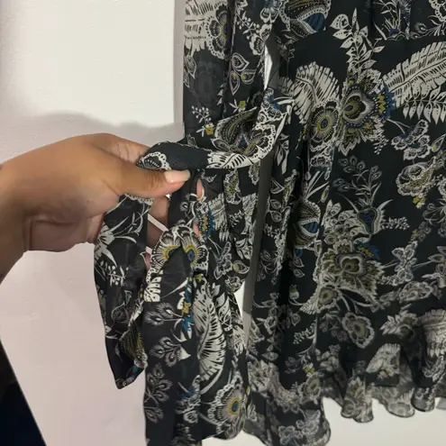 Bailey 44 Viola Floral Ruffle Chiffon Minidress Black Multi Size 6