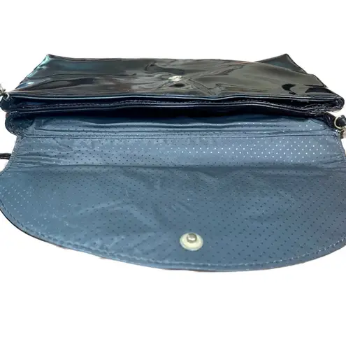 Vintage Black Vegan Patent Leather Envelope Purse