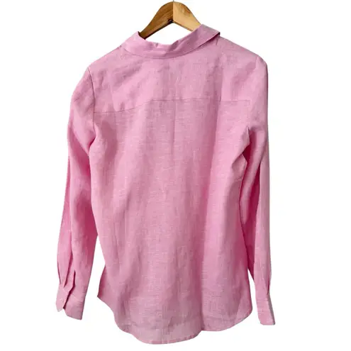 Foxcroft NWT Jordan Long Sleeve Button Front 100% Linen Shirt Womens Size 8 Pink