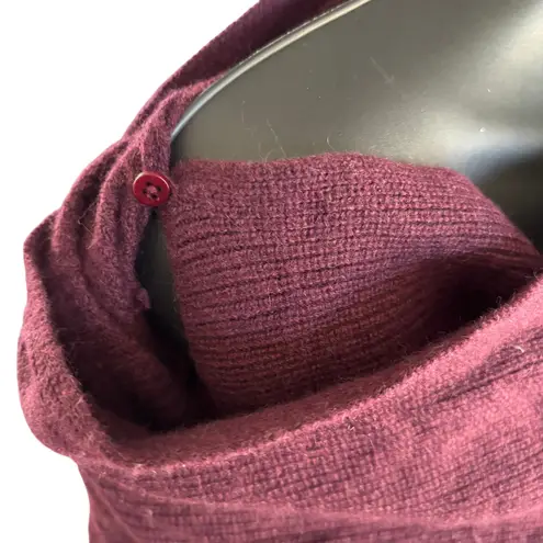 Club Monaco 100% Cashmere Wrap Sweater Sz XS Wine Red Asymmetric Quiet Luxury