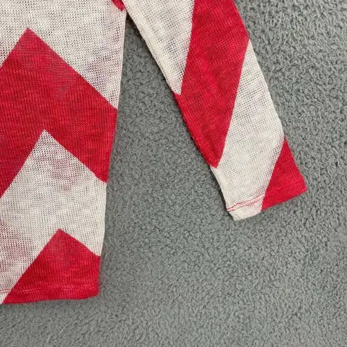 Diosa Pink White Women M Chevron Long Sleeve Light Weight Top