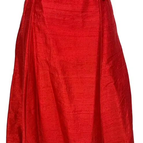 Watters & Watters Red Silk Midi Bridesmaid Dress 10 Strapless/Convertible Pleat