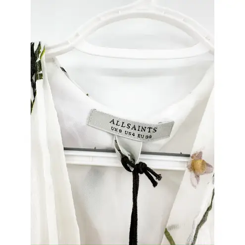 All Saints Floral Capri Kikyo White Sleeveless V-Neck Knotted Front Midi Dress 4