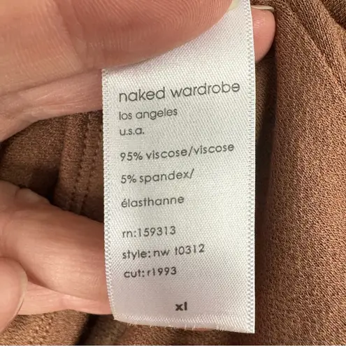 Naked Wardrobe The NW Turtleneck Crop Top Brown Baddie Fall Neutral Chic XL NEW