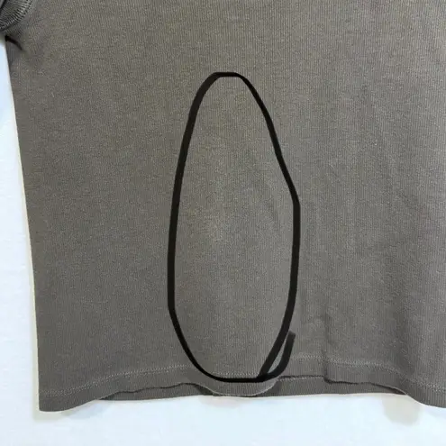 Rylee + Cru Brown Round Neck Ribbed Short Sleeve Cropped Shirt Top Women's XS