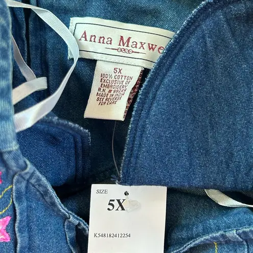 Anna Maxwell vintage 90’s denim pleated teachercore grannycore plus NWT 5X dress Pink