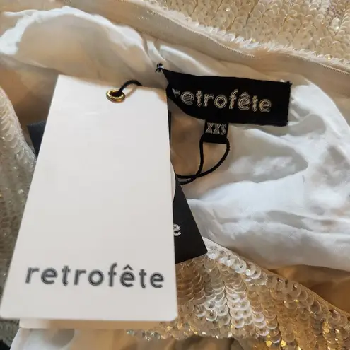 Retrofete Ella Sequin Dress in Moonglow White One Shoulder Size XXS NWT