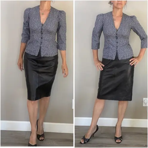 Rebecca Taylor La Vie “Nouvelle” navy polka dot button down blouse XS